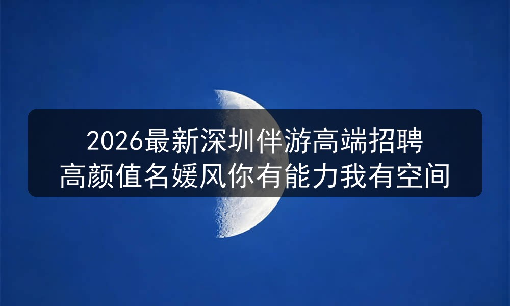 2026最新深圳伴游高端招聘高颜值名媛风你有能力我有空间
