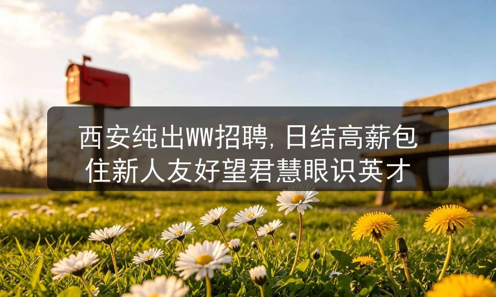西安纯出WW招聘,日结高薪包住新人友好望君慧眼识英才